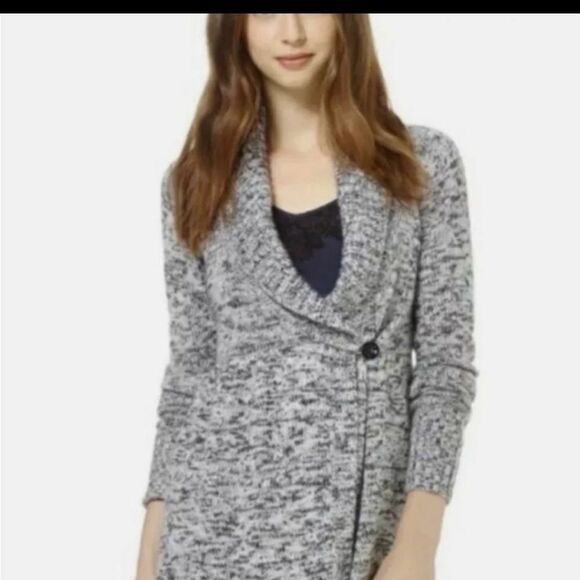 TALULA GRAY LAMBSWOOL ANGORA BLEND LONG  WRAP AROUND SWEATER MEDIUM - Picture 1 of 7